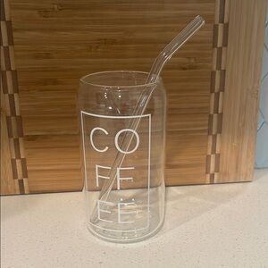 Glass Coffee Tumbler with Straw